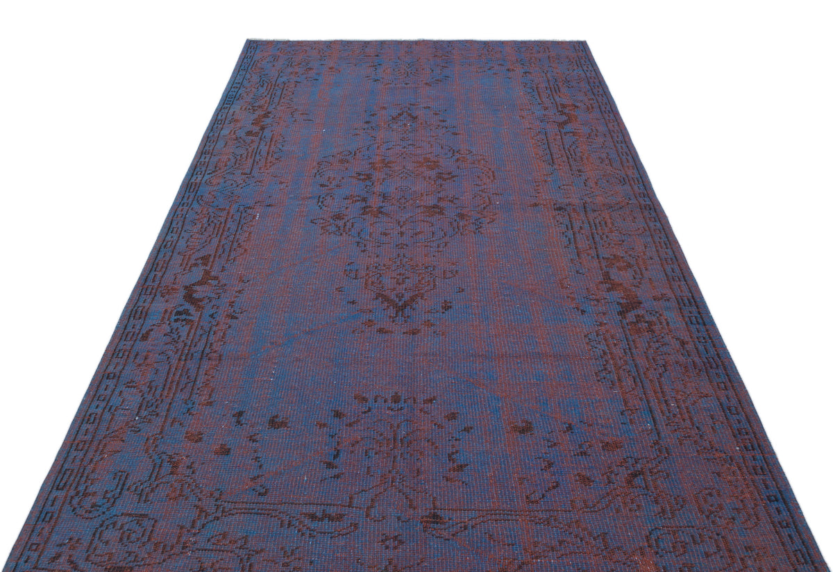 Blue Over Dyed Vintage Rug 4&#39;12&#39;&#39; x 8&#39;2&#39;&#39; ft 152 x 248 cm