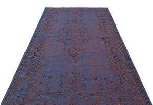 Blue Over Dyed Vintage Rug 4'12'' x 8'2'' ft 152 x 248 cm