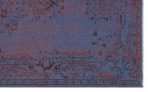 Blue Over Dyed Vintage Rug 4'12'' x 8'2'' ft 152 x 248 cm