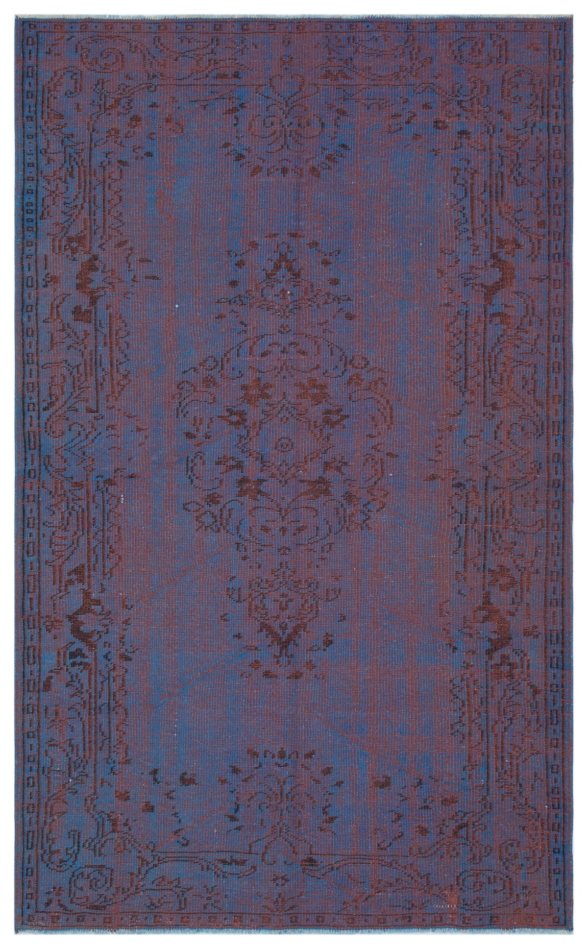 Blue Over Dyed Vintage Rug 4&#39;12&#39;&#39; x 8&#39;2&#39;&#39; ft 152 x 248 cm
