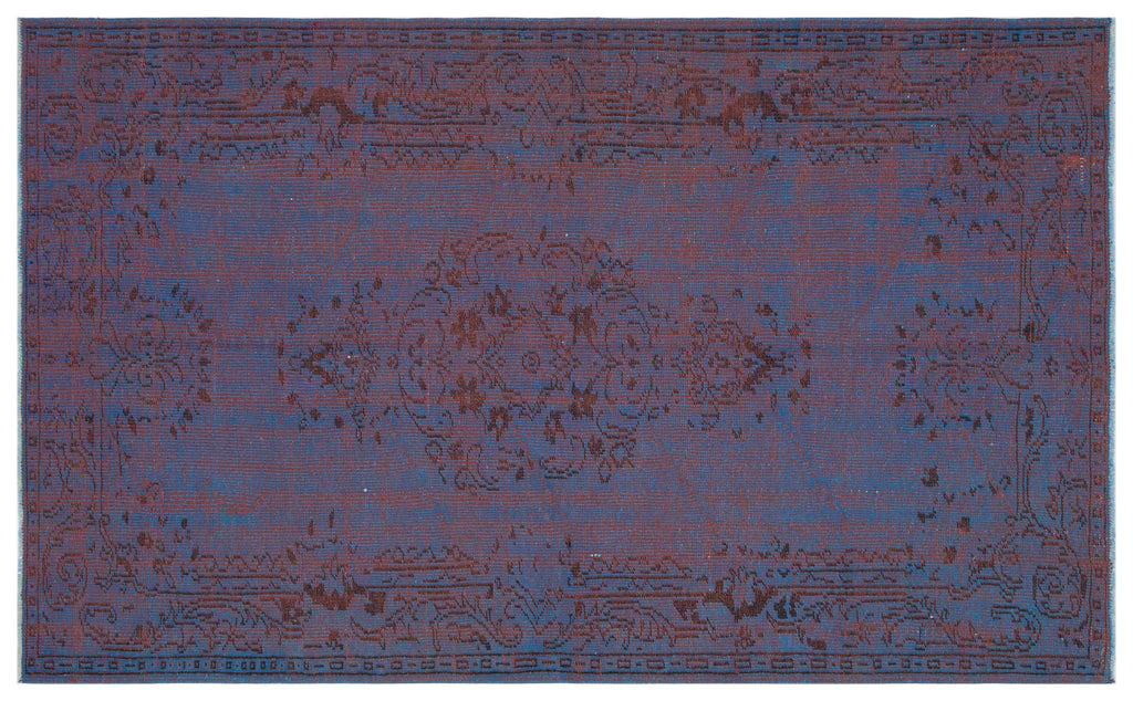 Blue Over Dyed Vintage Rug 4'12'' x 8'2'' ft 152 x 248 cm