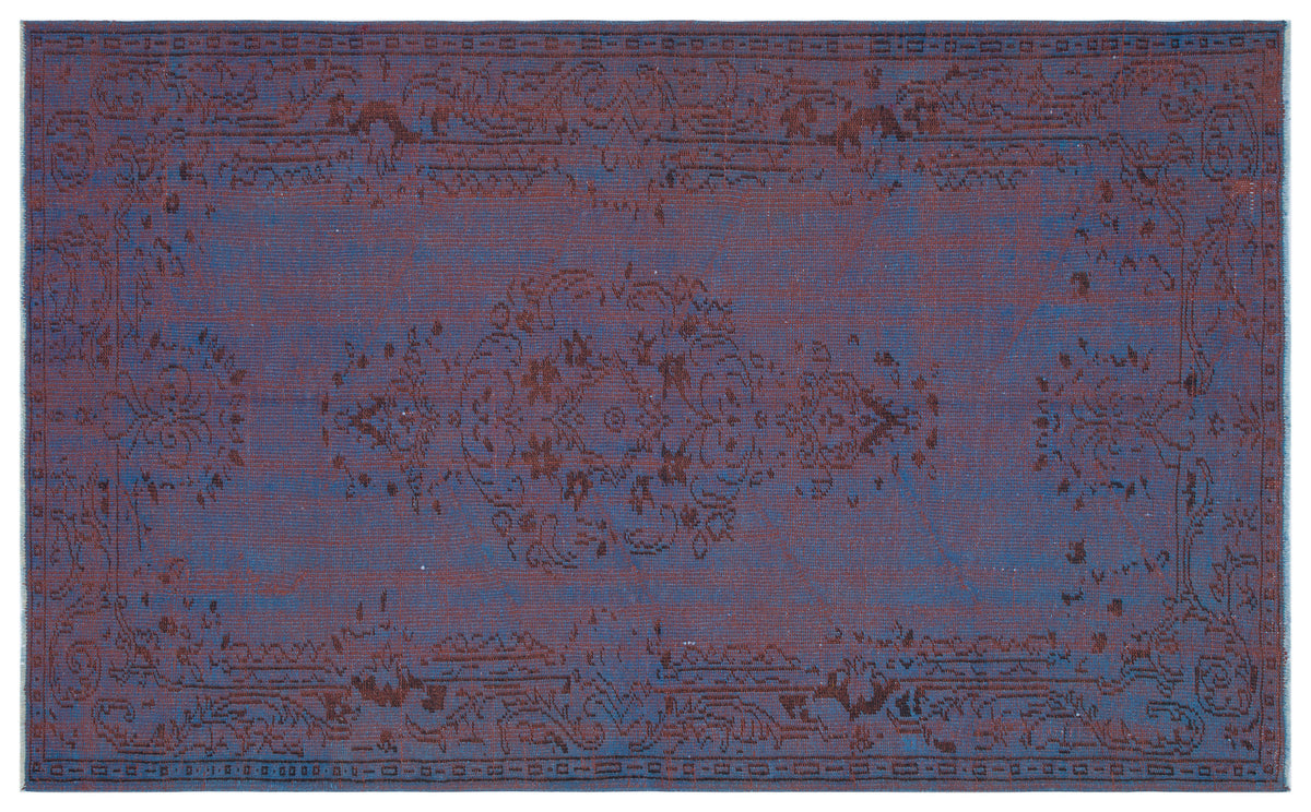 Blue Over Dyed Vintage Rug 4&#39;12&#39;&#39; x 8&#39;2&#39;&#39; ft 152 x 248 cm