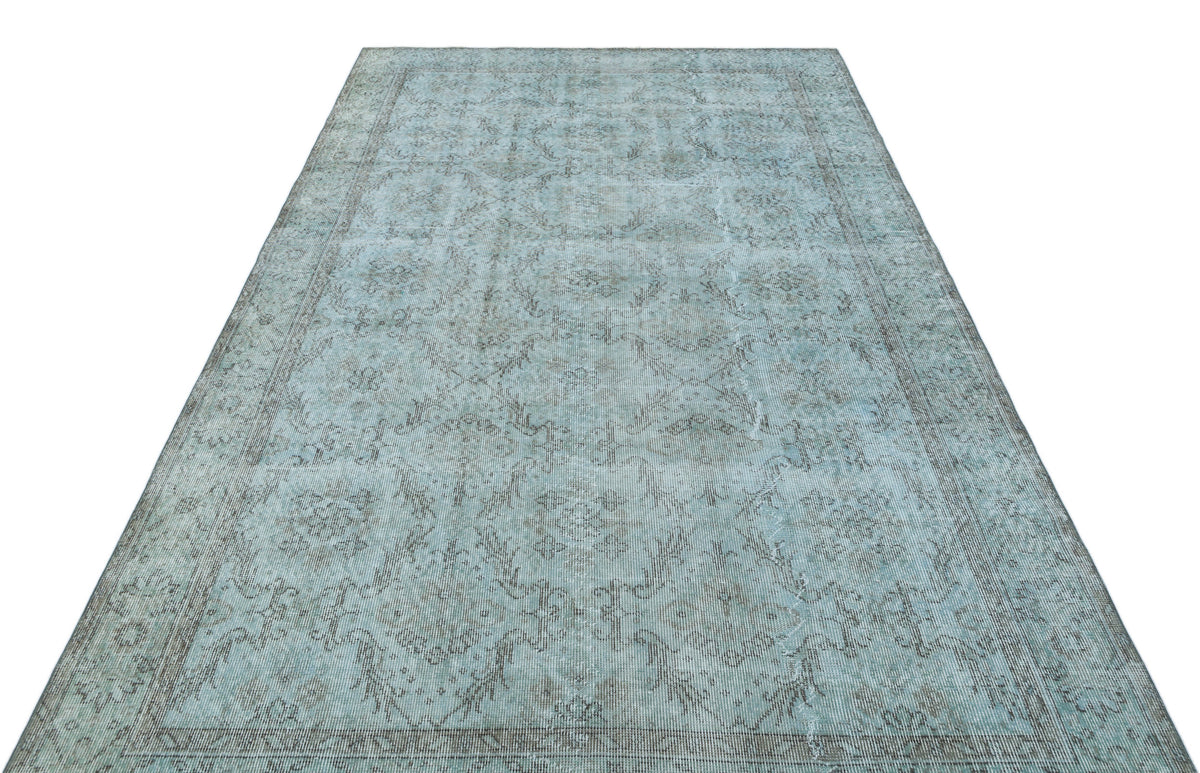 Blue Over Dyed Vintage Rug 5&#39;7&#39;&#39; x 9&#39;7&#39;&#39; ft 171 x 291 cm