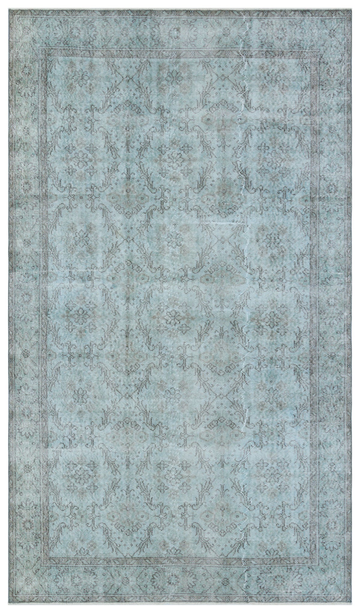 Blue Over Dyed Vintage Rug 5&#39;7&#39;&#39; x 9&#39;7&#39;&#39; ft 171 x 291 cm