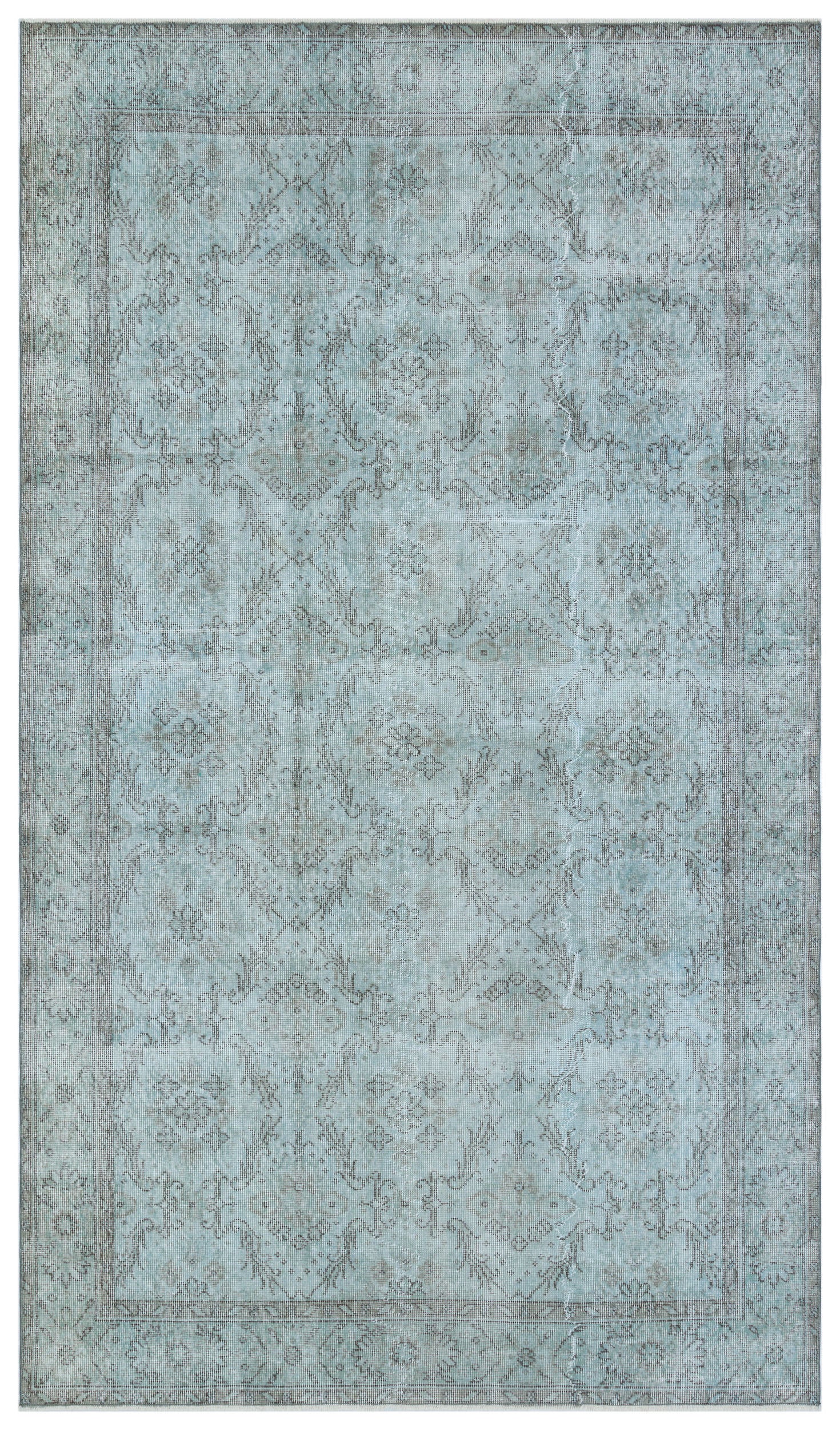 Blue Over Dyed Vintage Rug 5'7'' x 9'7'' ft 171 x 291 cm