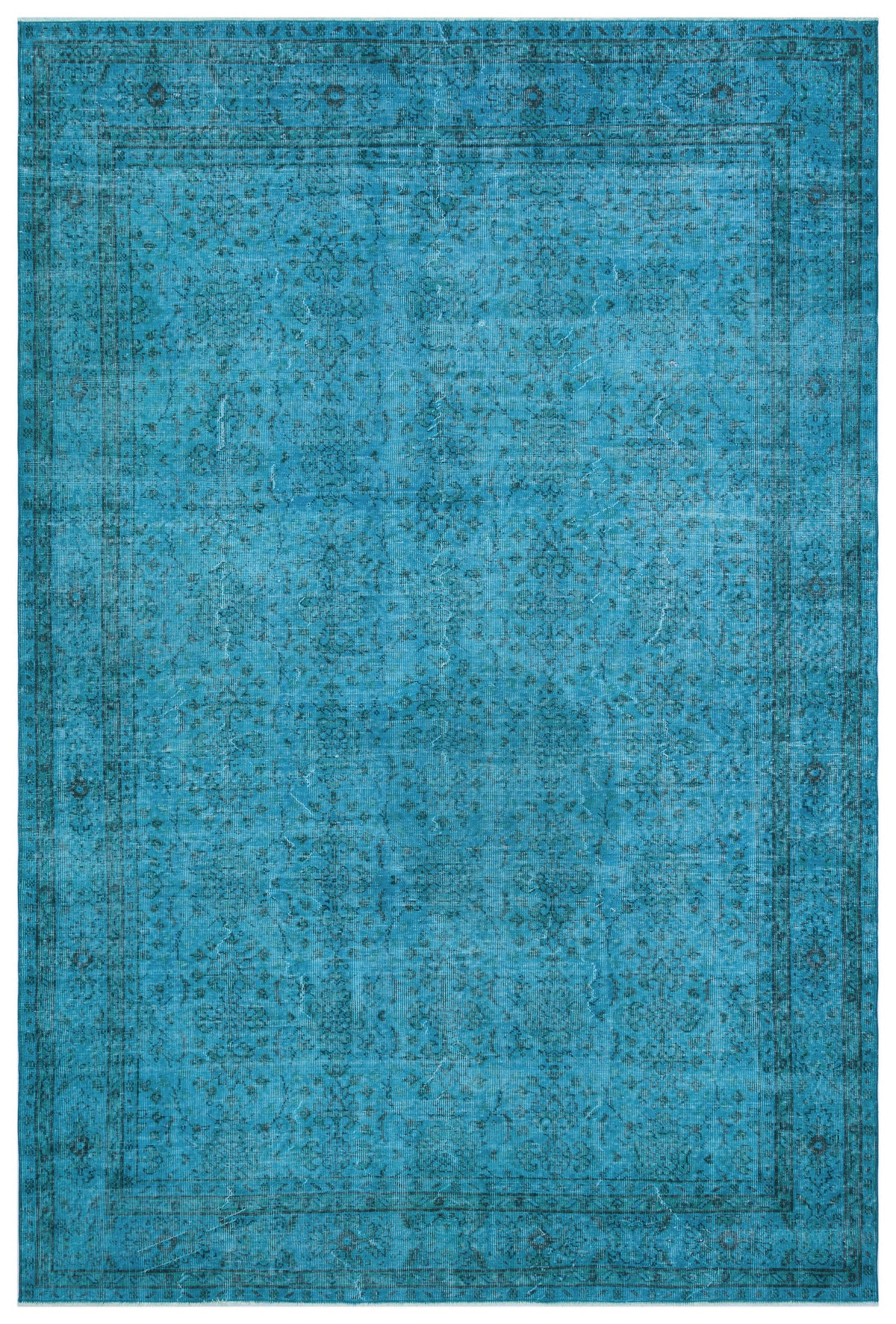 Turquoise  Over Dyed Vintage Rug 6&#39;11&#39;&#39; x 10&#39;4&#39;&#39; ft 210 x 315 cm