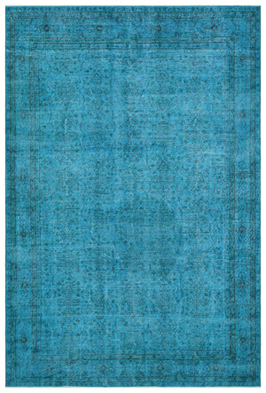 Turquoise  Over Dyed Vintage Rug 6'11'' x 10'4'' ft 210 x 315 cm