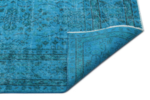 Turquoise  Over Dyed Vintage Rug 6'11'' x 10'4'' ft 210 x 315 cm