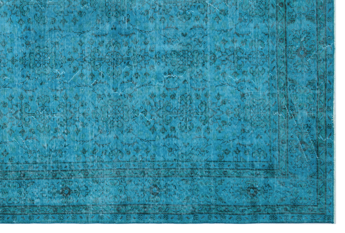 Turquoise  Over Dyed Vintage Rug 6&#39;11&#39;&#39; x 10&#39;4&#39;&#39; ft 210 x 315 cm