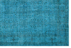 Turquoise  Over Dyed Vintage Rug 6'11'' x 10'4'' ft 210 x 315 cm