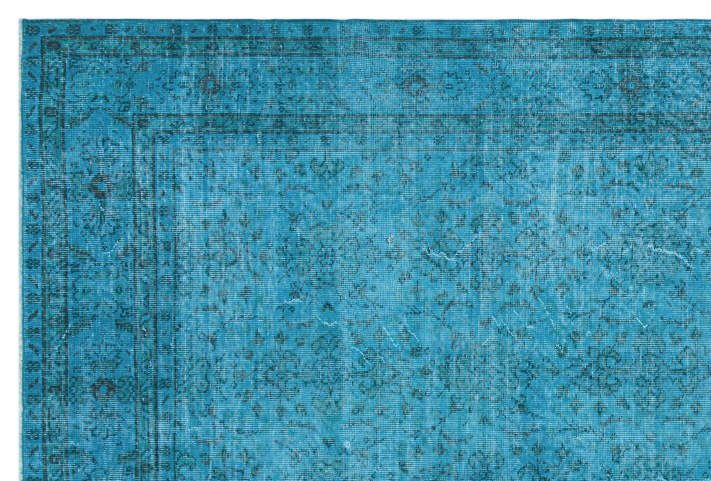 Turquoise  Over Dyed Vintage Rug 6'11'' x 10'4'' ft 210 x 315 cm