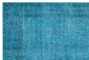 Turquoise  Over Dyed Vintage Rug 6'11'' x 10'4'' ft 210 x 315 cm