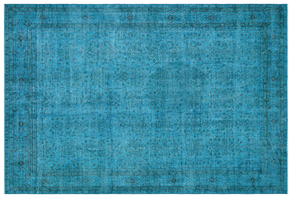 Turquoise  Over Dyed Vintage Rug 6'11'' x 10'4'' ft 210 x 315 cm