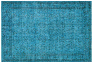 Turquoise  Over Dyed Vintage Rug 6'11'' x 10'4'' ft 210 x 315 cm