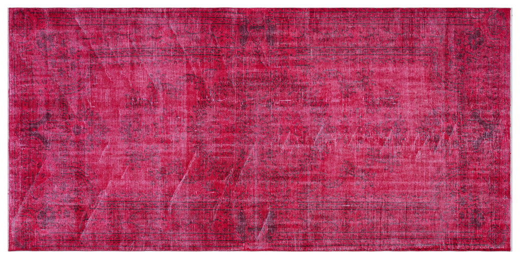 Fuchsia Over Dyed Vintage Rug 4'6'' x 9'5'' ft 138 x 288 cm