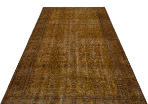 Brown Over Dyed Vintage Rug 5'0'' x 8'8'' ft 153 x 265 cm