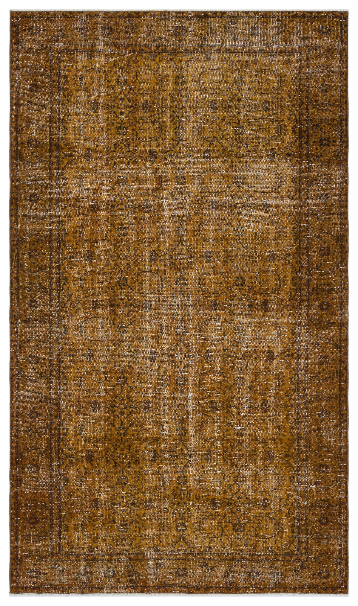 Brown Over Dyed Vintage Rug 5&#39;0&#39;&#39; x 8&#39;8&#39;&#39; ft 153 x 265 cm