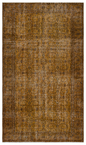 Brown Over Dyed Vintage Rug 5'0'' x 8'8'' ft 153 x 265 cm