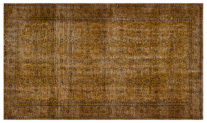 Brown Over Dyed Vintage Rug 5'0'' x 8'8'' ft 153 x 265 cm