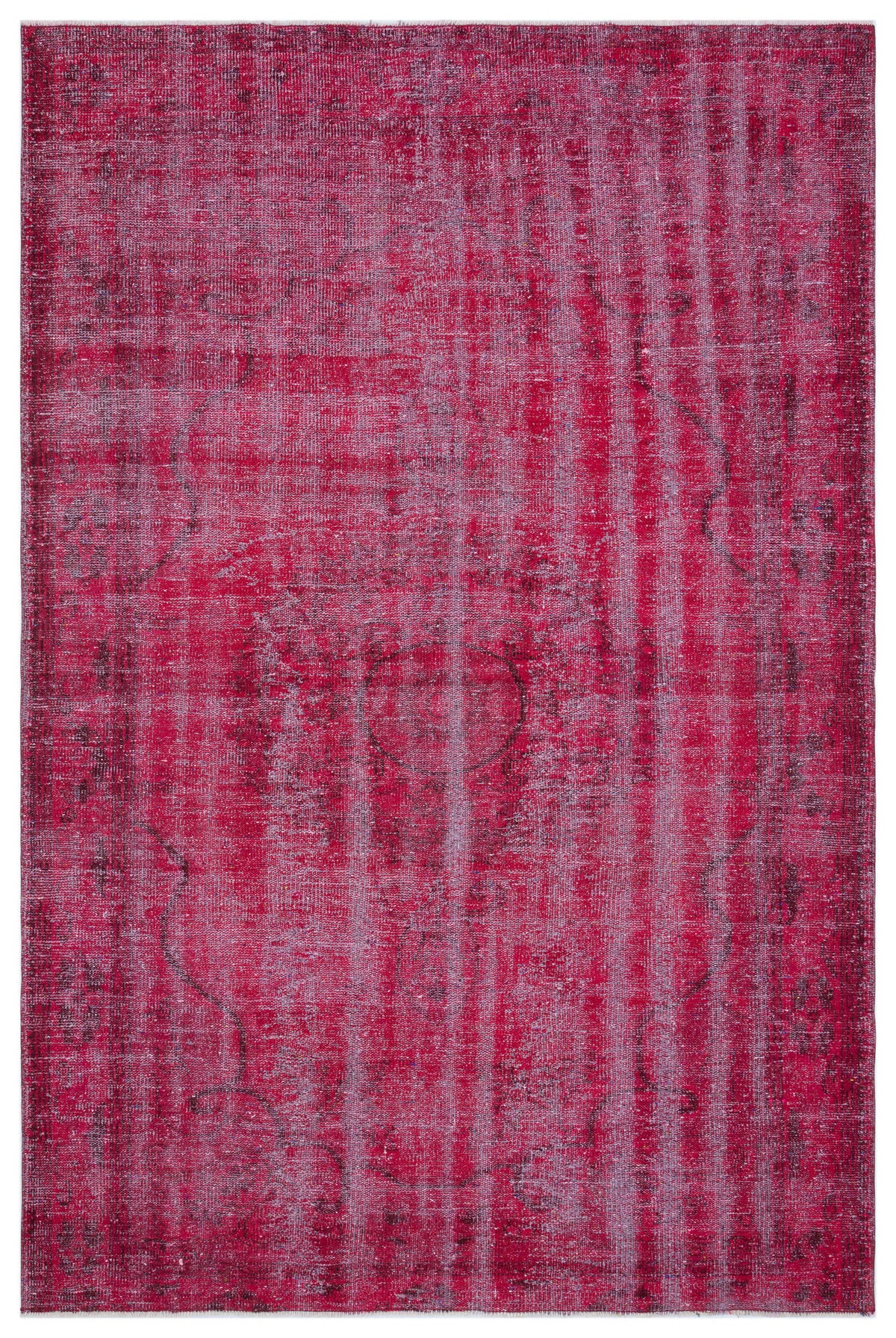 Fuchsia Over Dyed Vintage Rug 5&#39;9&#39;&#39; x 8&#39;11&#39;&#39; ft 176 x 273 cm