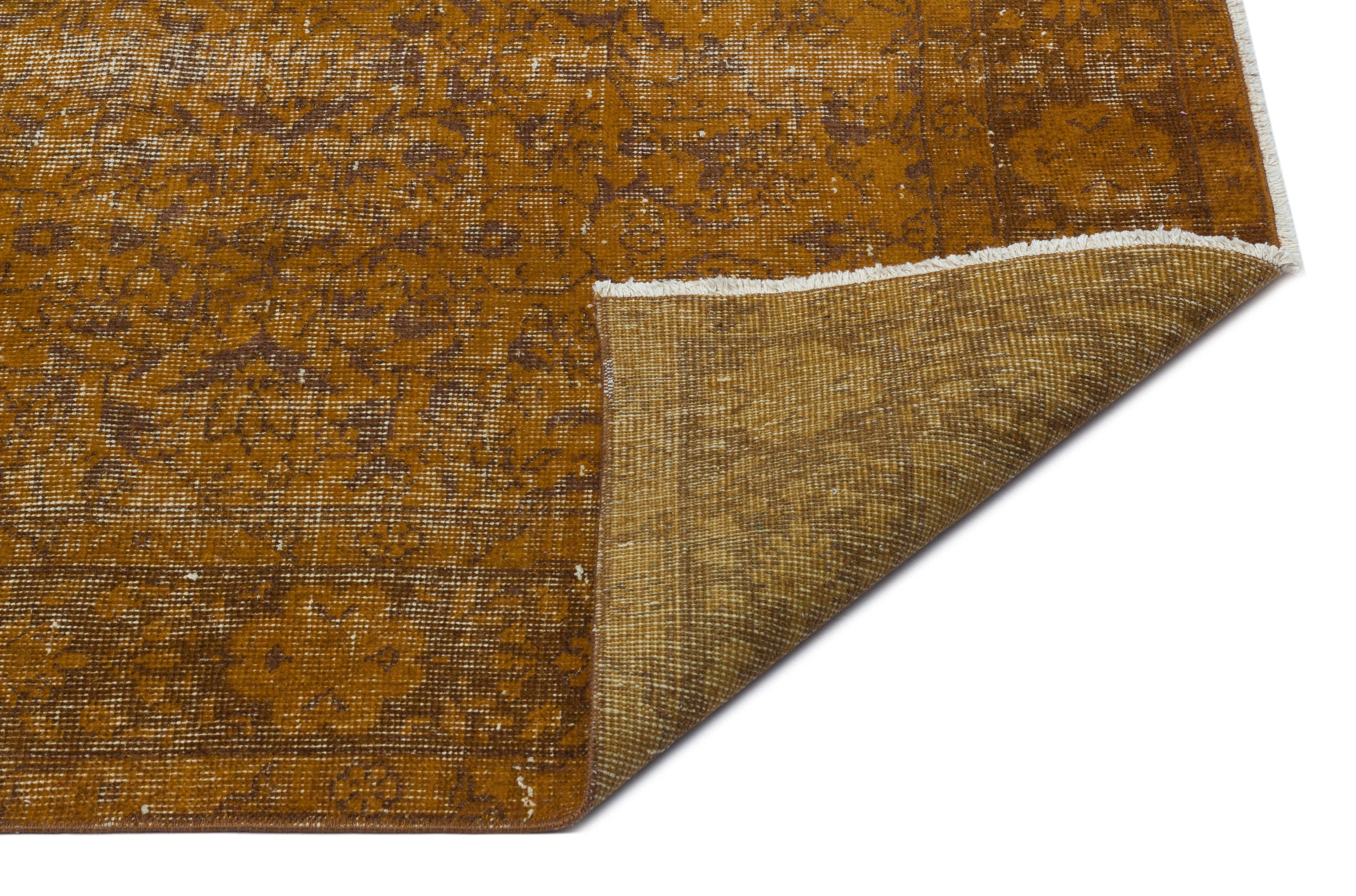 Brown Over Dyed Vintage Rug 5'3'' x 9'4'' ft 161 x 285 cm
