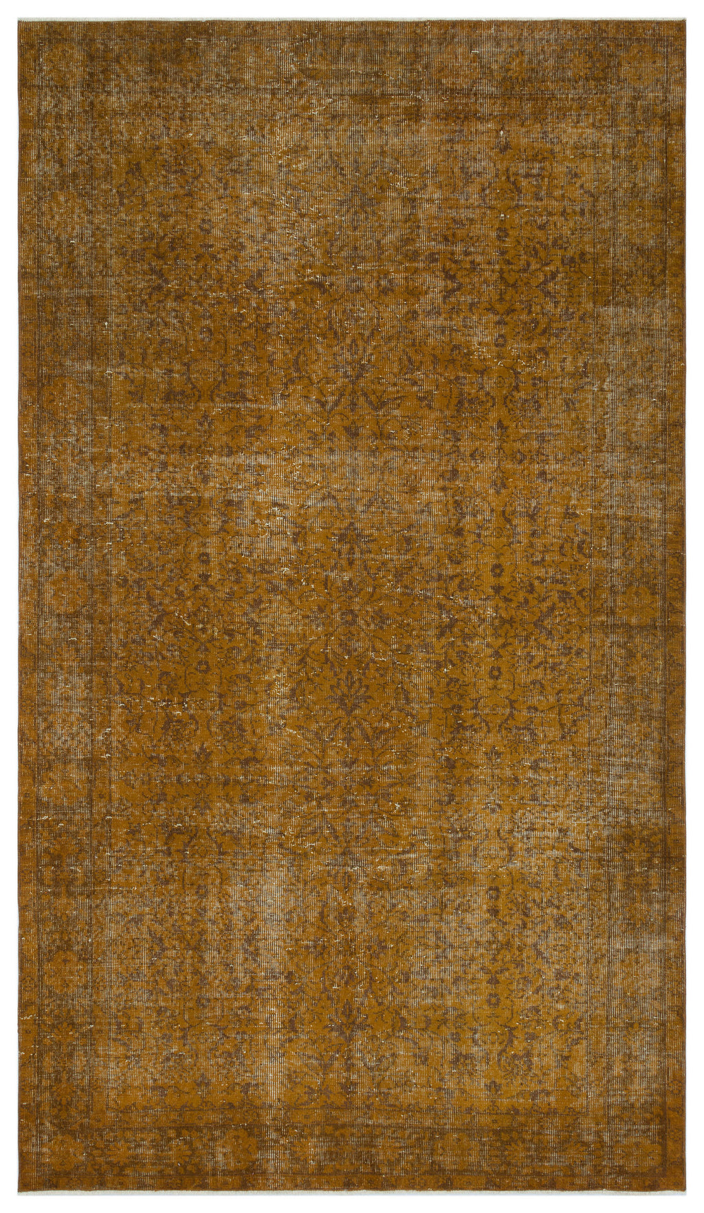 Brown Over Dyed Vintage Rug 5'3'' x 9'4'' ft 161 x 285 cm