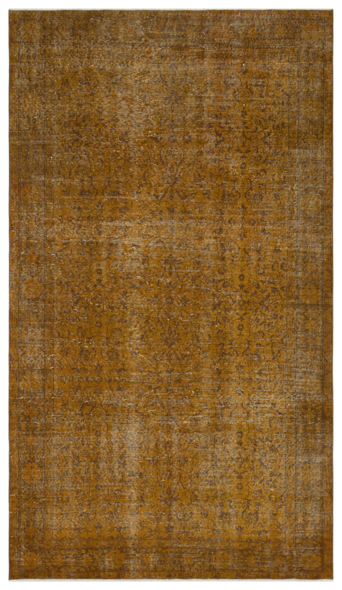 Brown Over Dyed Vintage Rug 5&#39;3&#39;&#39; x 9&#39;4&#39;&#39; ft 161 x 285 cm
