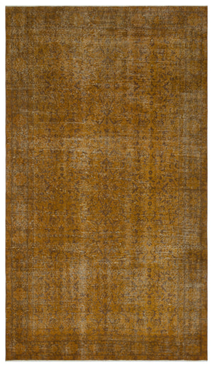 Brown Over Dyed Vintage Rug 5'3'' x 9'4'' ft 161 x 285 cm