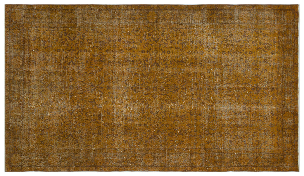 Brown Over Dyed Vintage Rug 5'3'' x 9'4'' ft 161 x 285 cm