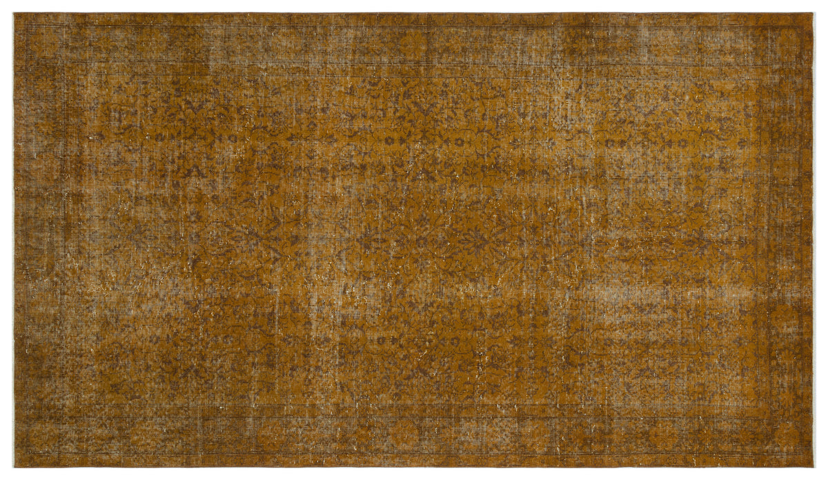 Brown Over Dyed Vintage Rug 5&#39;3&#39;&#39; x 9&#39;4&#39;&#39; ft 161 x 285 cm