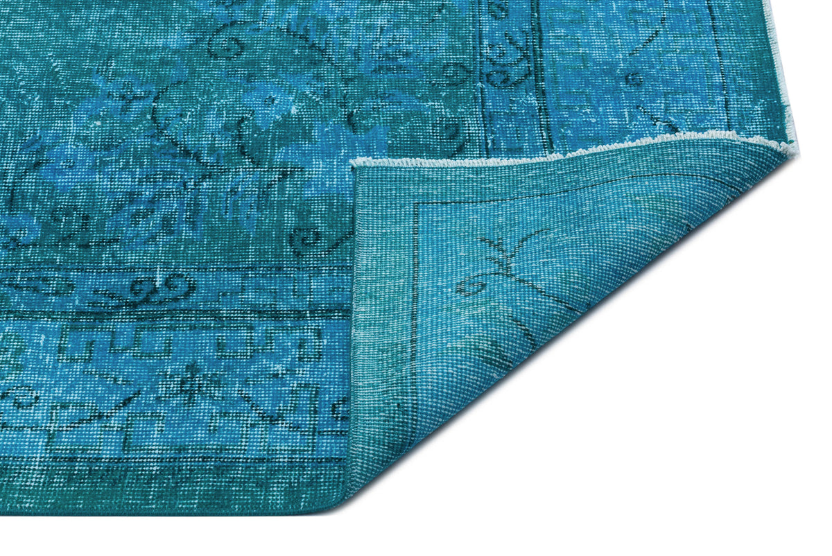 Turquoise  Over Dyed Vintage Rug 6&#39;10&#39;&#39; x 9&#39;10&#39;&#39; ft 208 x 300 cm