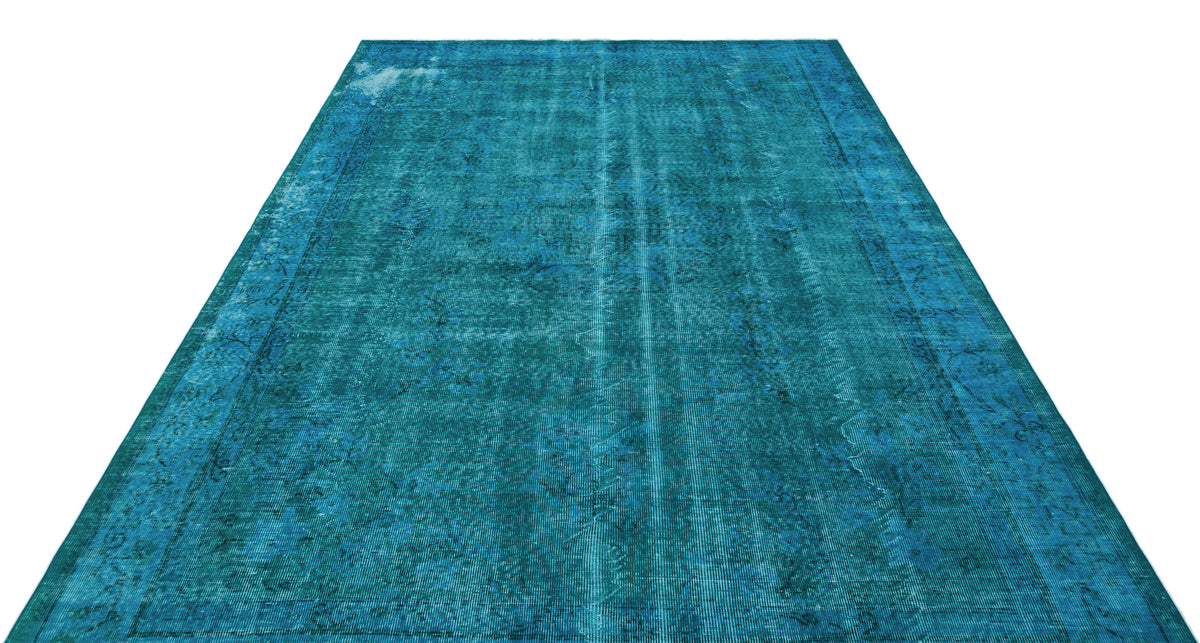 Turquoise  Over Dyed Vintage Rug 6&#39;10&#39;&#39; x 9&#39;10&#39;&#39; ft 208 x 300 cm