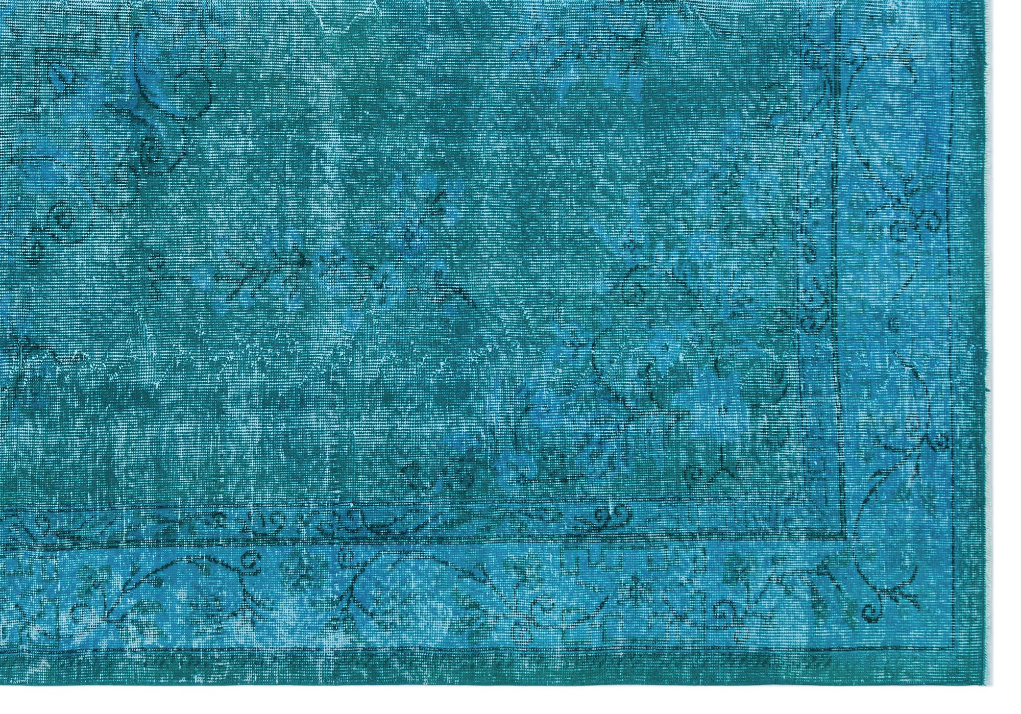 Turquoise  Over Dyed Vintage Rug 6'10'' x 9'10'' ft 208 x 300 cm