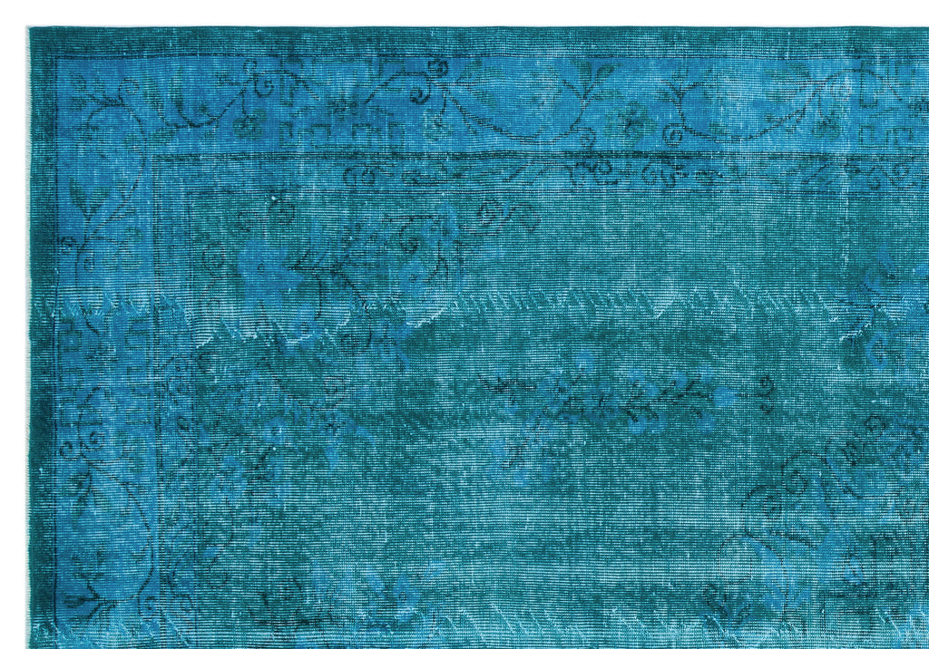 Turquoise  Over Dyed Vintage Rug 6'10'' x 9'10'' ft 208 x 300 cm