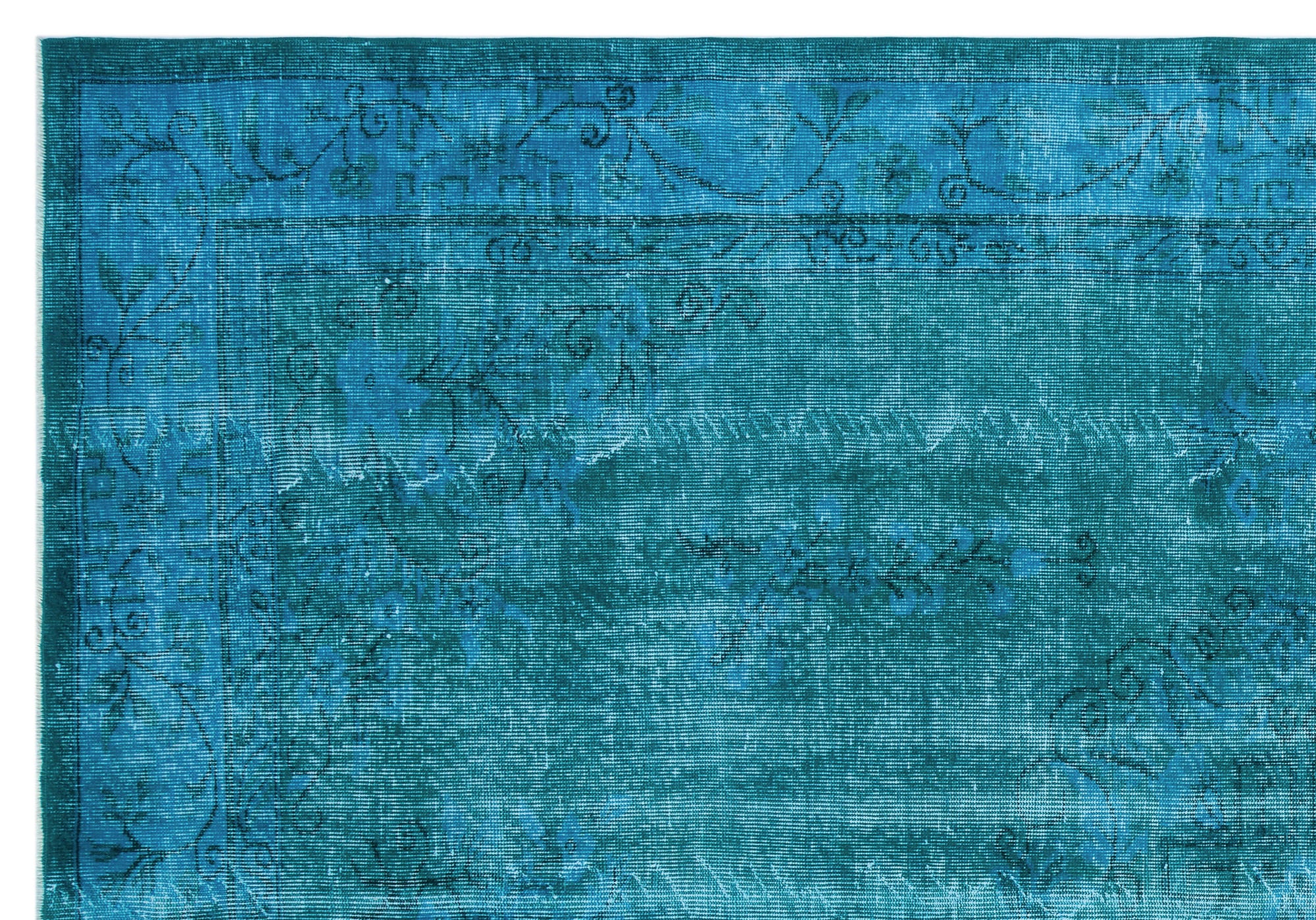 Turquoise  Over Dyed Vintage Rug 6'10'' x 9'10'' ft 208 x 300 cm