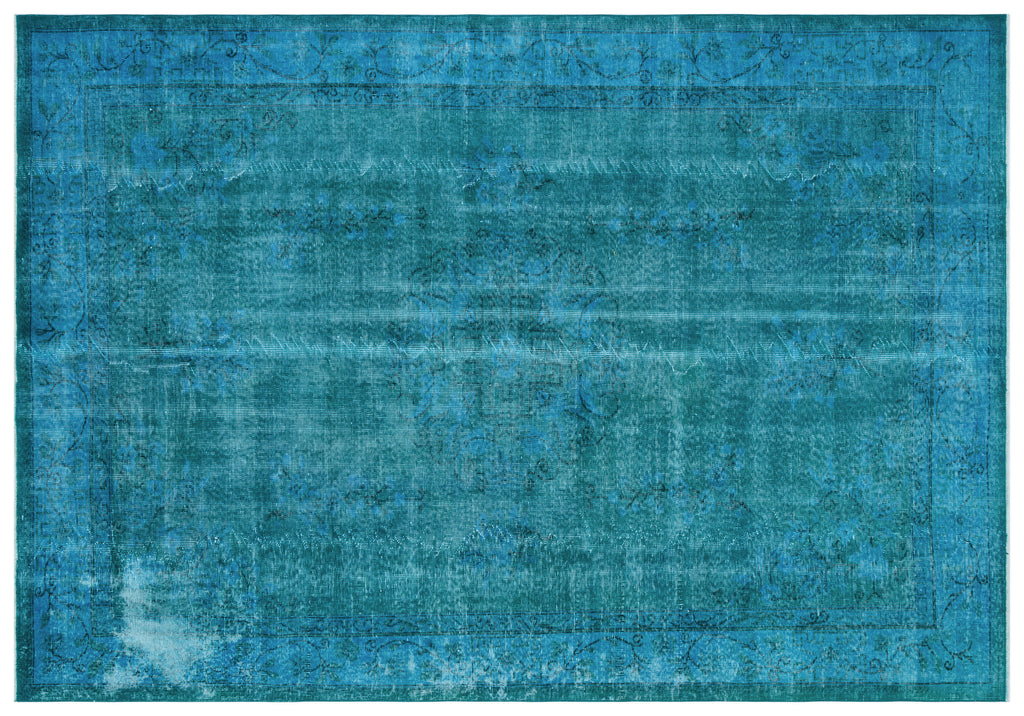 Turquoise  Over Dyed Vintage Rug 6'10'' x 9'10'' ft 208 x 300 cm