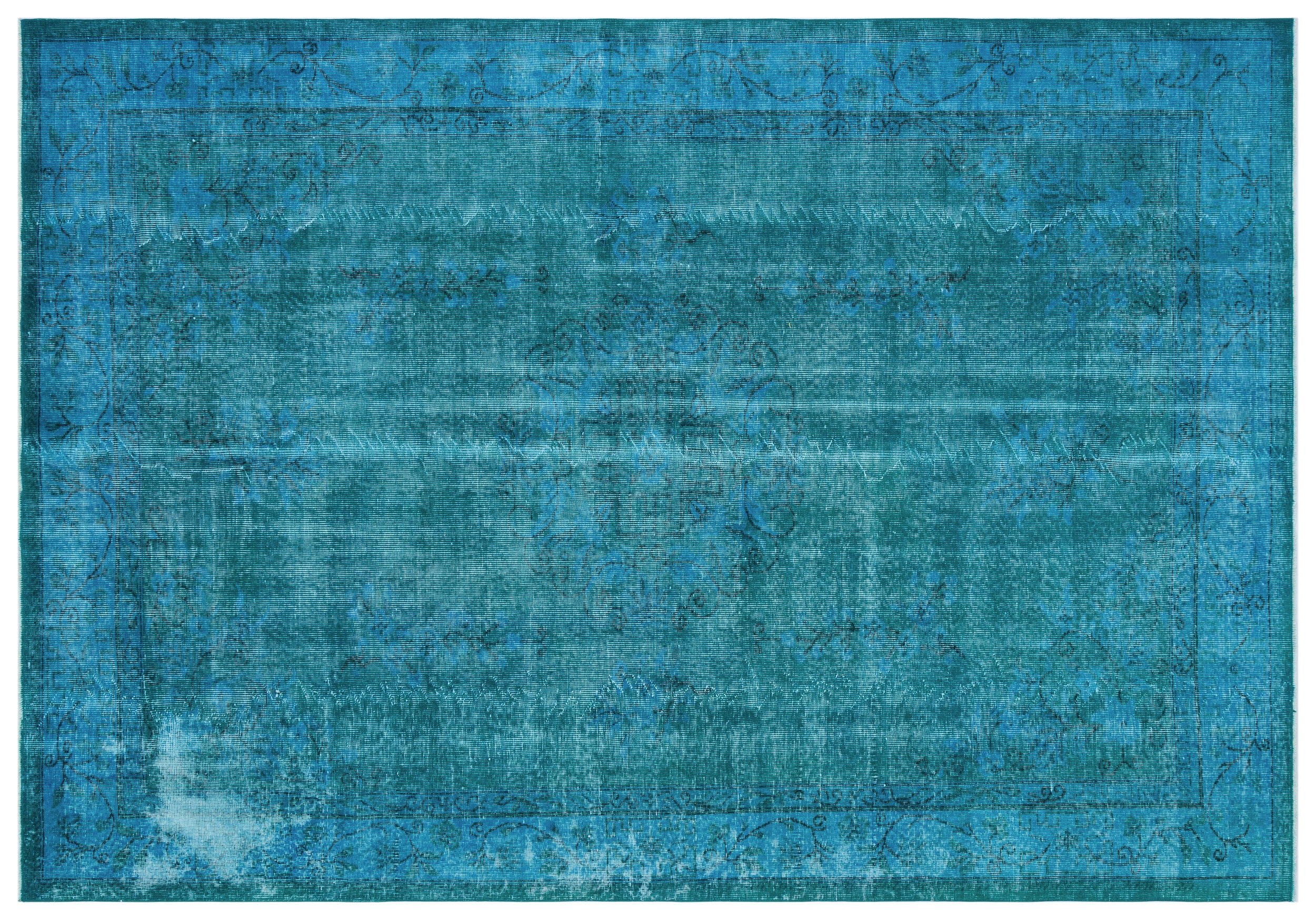 Turquoise  Over Dyed Vintage Rug 6'10'' x 9'10'' ft 208 x 300 cm