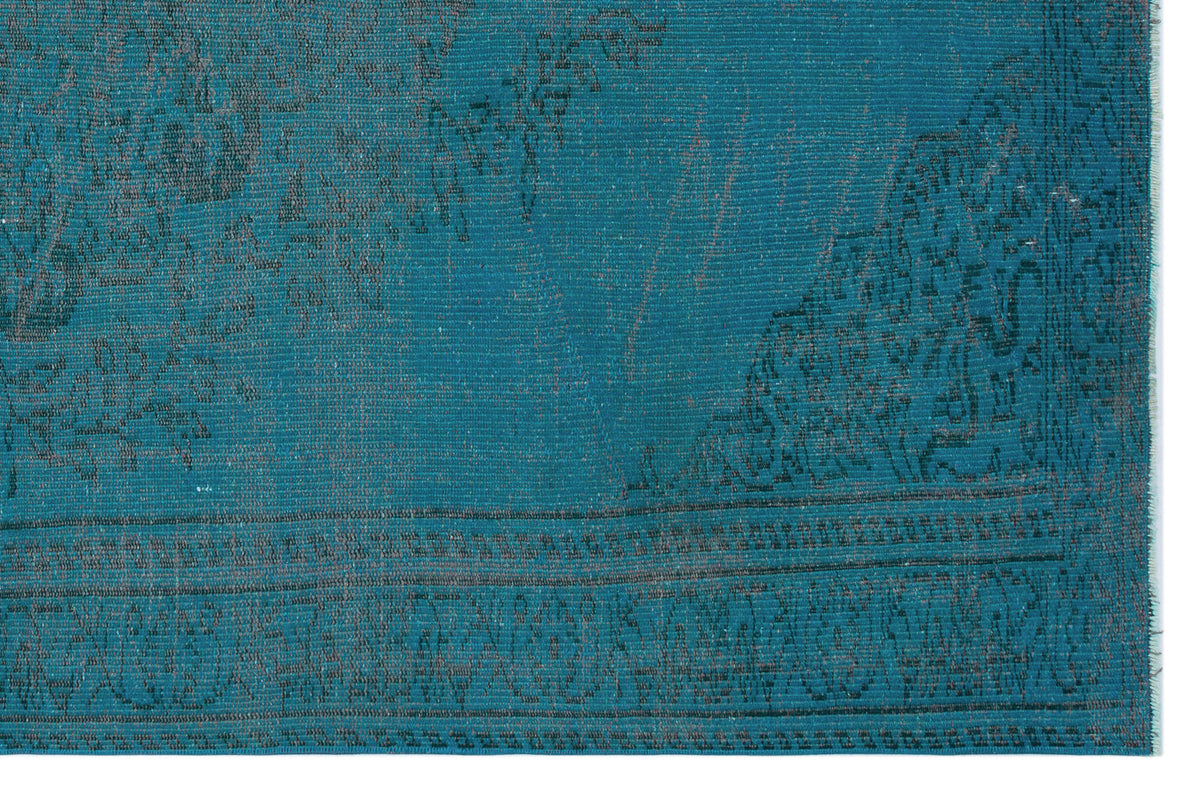 Turquoise  Over Dyed Vintage Rug 5&#39;8&#39;&#39; x 8&#39;8&#39;&#39; ft 173 x 264 cm