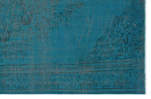 Turquoise  Over Dyed Vintage Rug 5'8'' x 8'8'' ft 173 x 264 cm