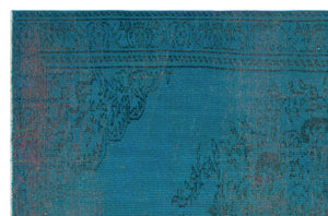 Turquoise  Over Dyed Vintage Rug 5'8'' x 8'8'' ft 173 x 264 cm