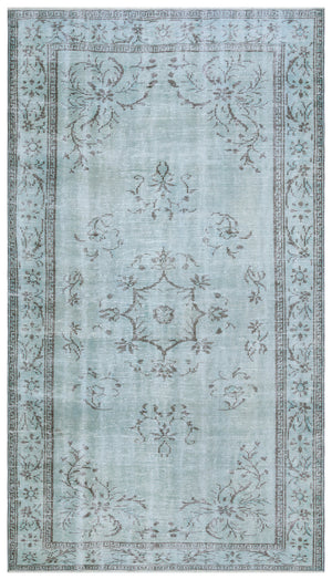 Blue Over Dyed Vintage Rug 5'9'' x 10'2'' ft 175 x 310 cm