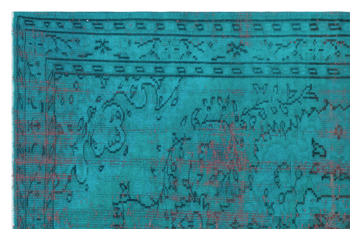 Turquoise  Over Dyed Vintage Rug 4&#39;11&#39;&#39; x 7&#39;9&#39;&#39; ft 149 x 236 cm