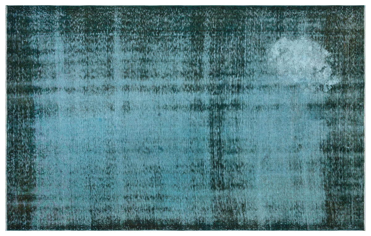 Turquoise  Over Dyed Vintage Rug 5&#39;7&#39;&#39; x 8&#39;12&#39;&#39; ft 171 x 274 cm