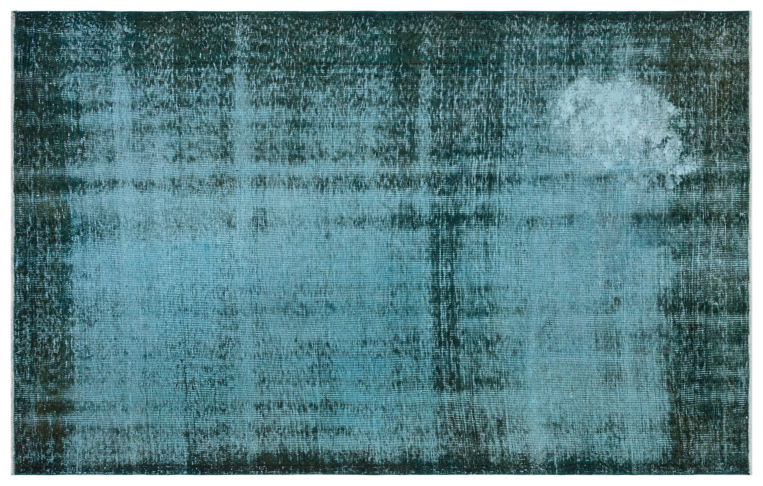 Retro Design Turquoise Over Dyed Vintage Rug 5'7'' x 8'12'' ft 171 x 2 ...