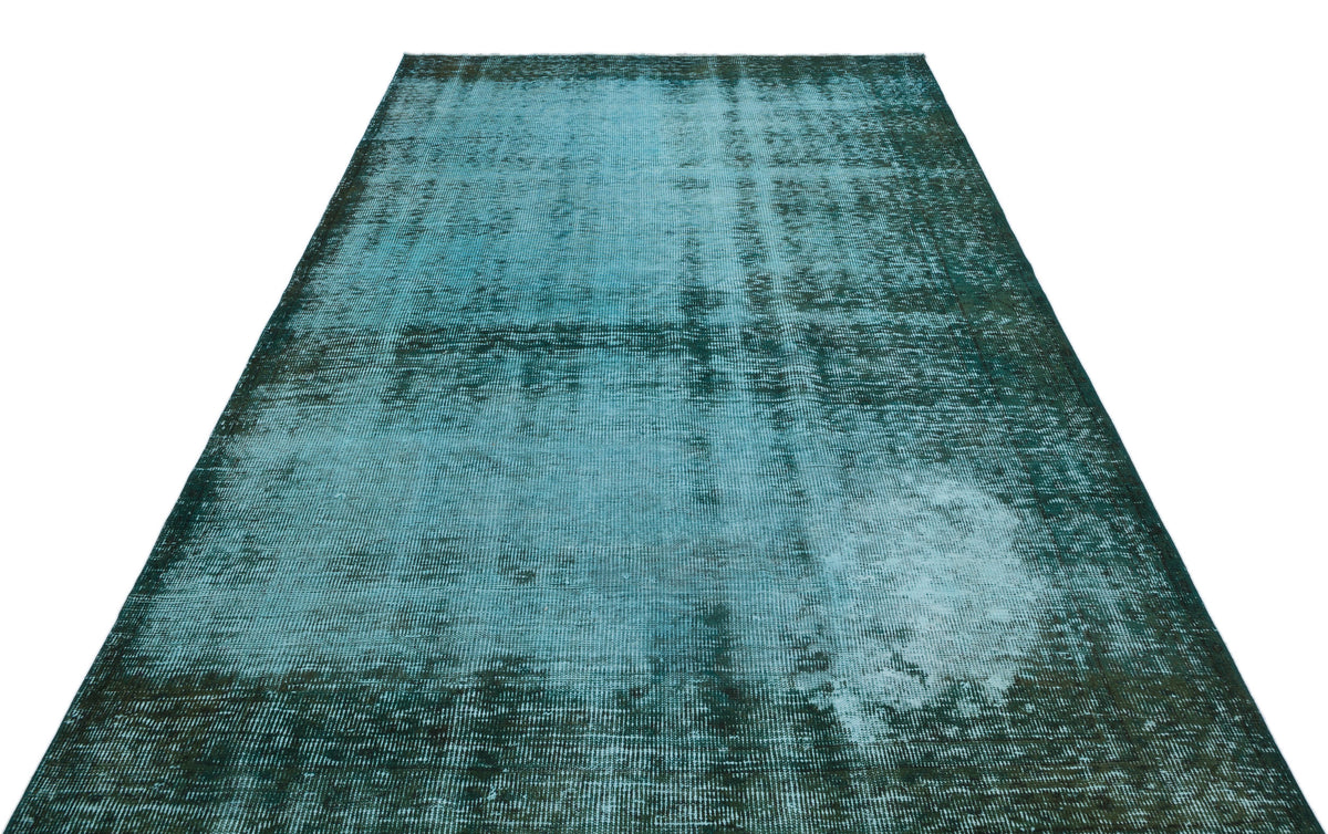 Turquoise  Over Dyed Vintage Rug 5&#39;7&#39;&#39; x 8&#39;12&#39;&#39; ft 171 x 274 cm