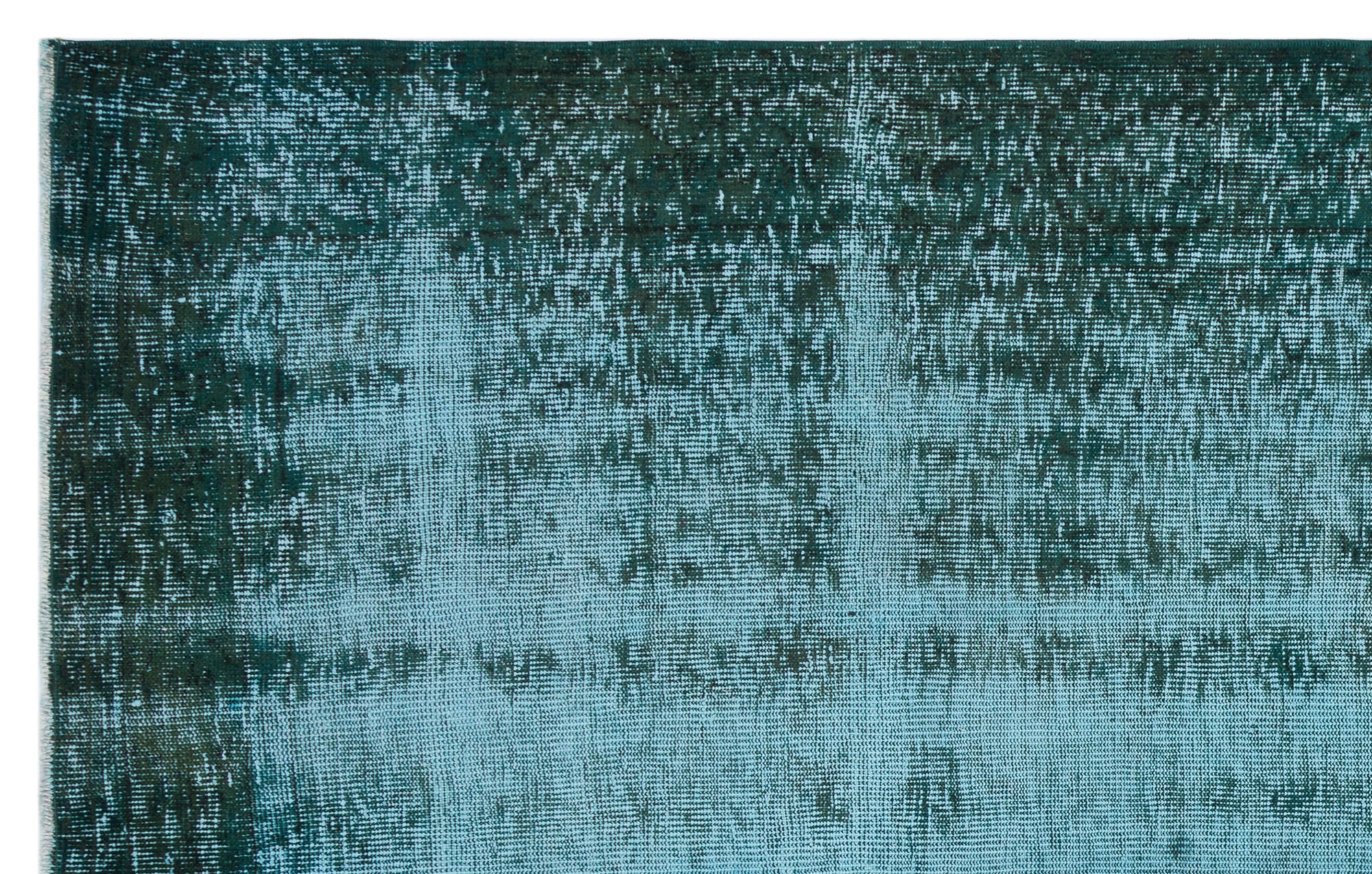 Retro Design Turquoise Over Dyed Vintage Rug 5'7'' x 8'12'' ft 171 x 2 ...