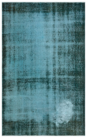 Turquoise  Over Dyed Vintage Rug 5'7'' x 8'12'' ft 171 x 274 cm