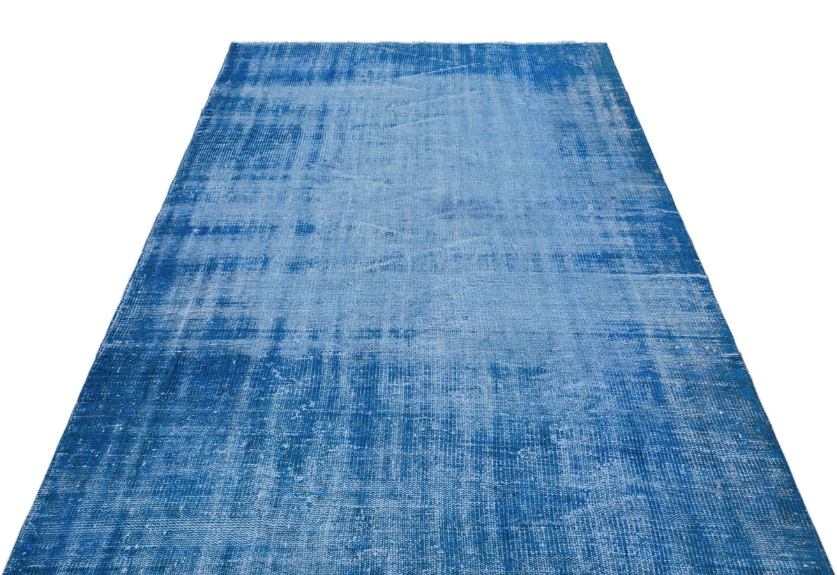 Blue Over Dyed Vintage Rug 4&#39;11&#39;&#39; x 7&#39;11&#39;&#39; ft 151 x 242 cm