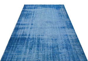 Blue Over Dyed Vintage Rug 4'11'' x 7'11'' ft 151 x 242 cm