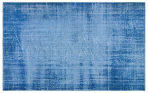 Blue Over Dyed Vintage Rug 4'11'' x 7'11'' ft 151 x 242 cm